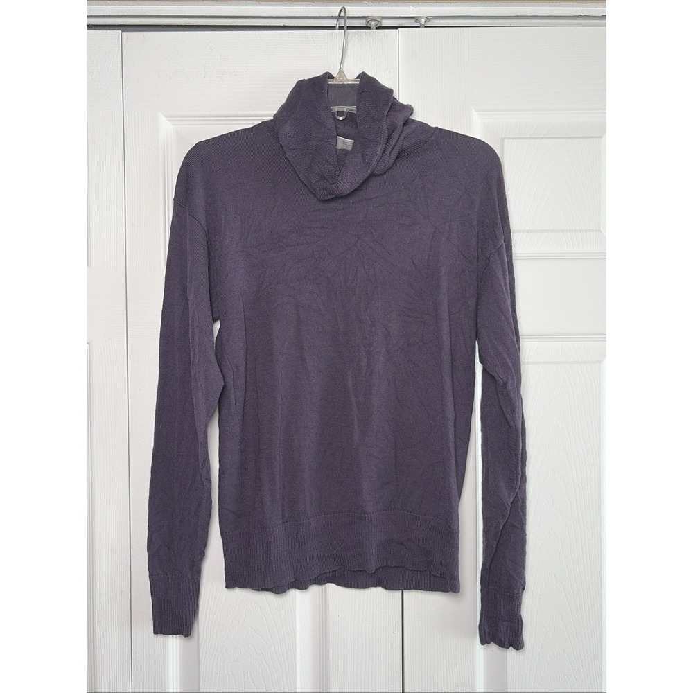 Obermeyer Cowl Neck Sweater Womens Size L Purple Merino Wool Knit Pullover Cozy